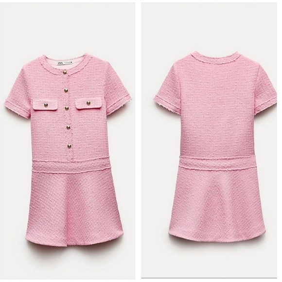 ZARA TEXTURED DRESS PINK TWEED - Picture 15 of 15